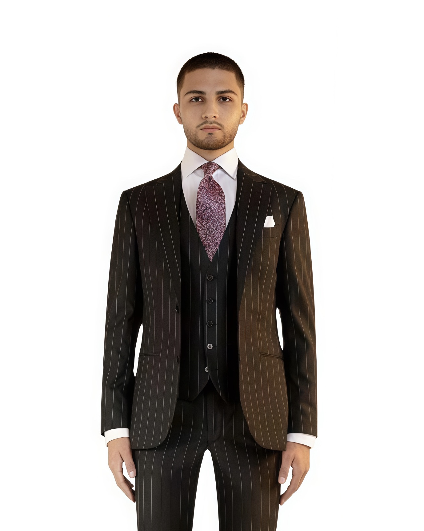 Brown Pinstripe 3 Piece Suit Ho Chi Minh – Vintage Groom Style
