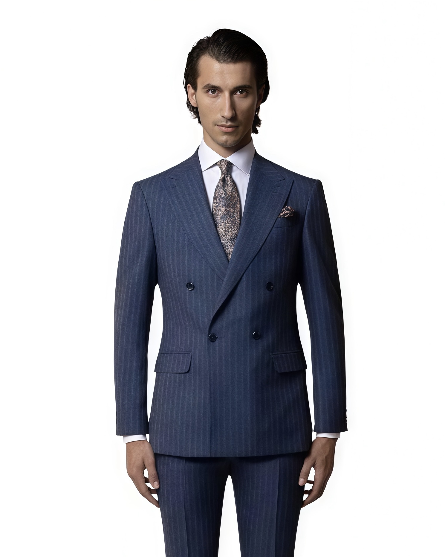 Blue Pinstripe Double Breasted Suit Ho Chi Minh – Business Wedding Style