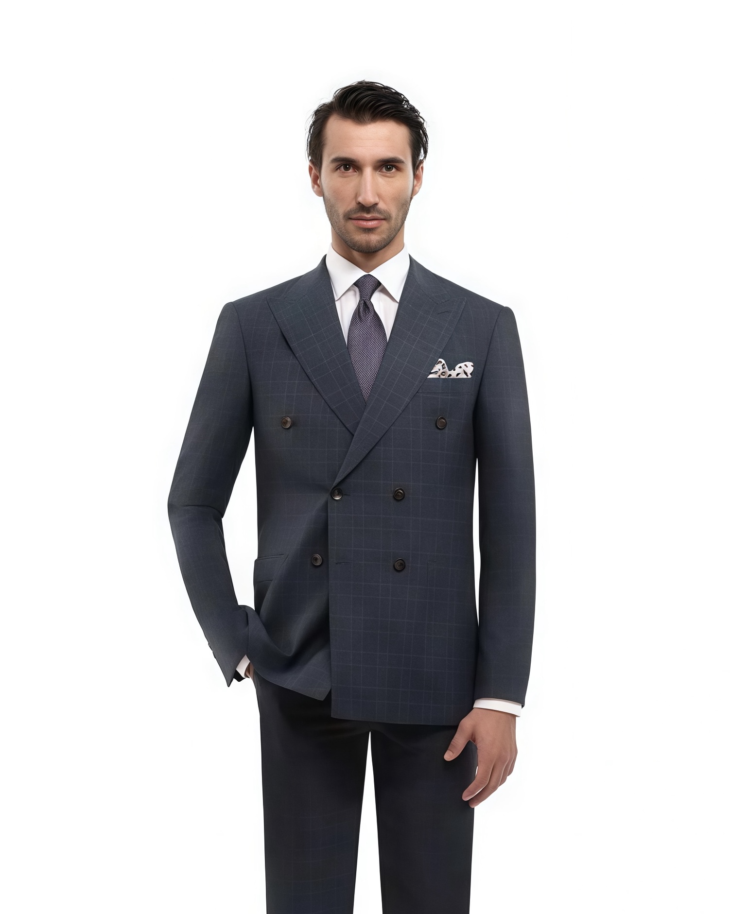 Dark Grey Double Breasted Suit – Modern Wedding Style