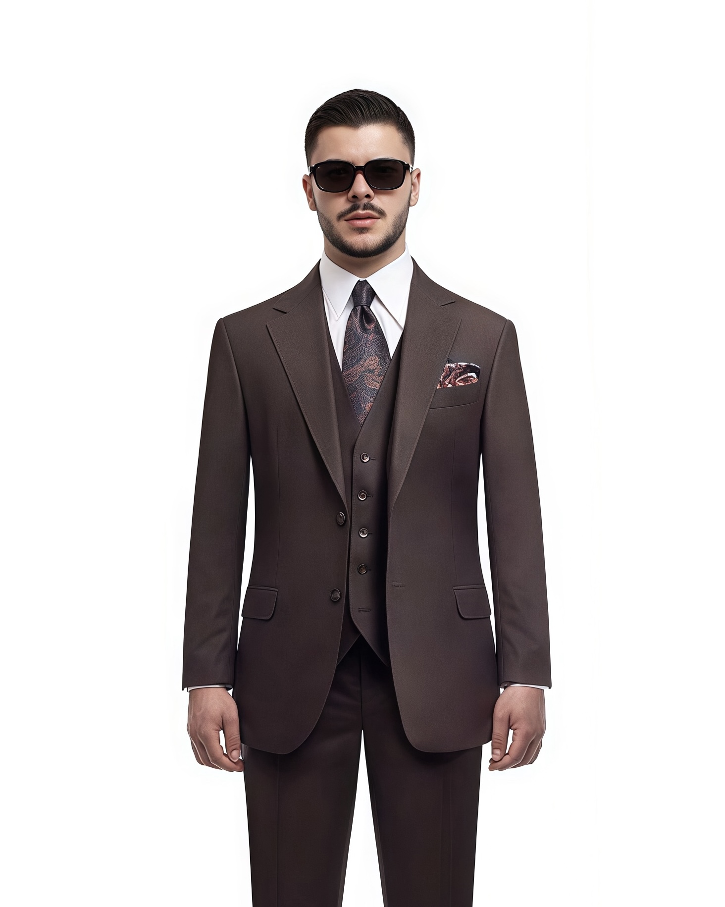 Brown 3 Piece Wedding Suit – Elegant Gentleman