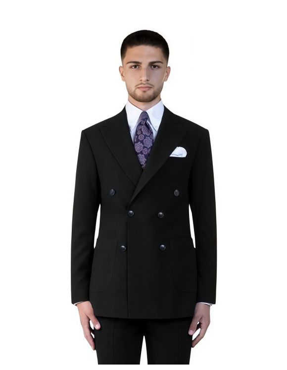 Black Double Breasted Wedding Suit | Custom Groom Suit Vietnam