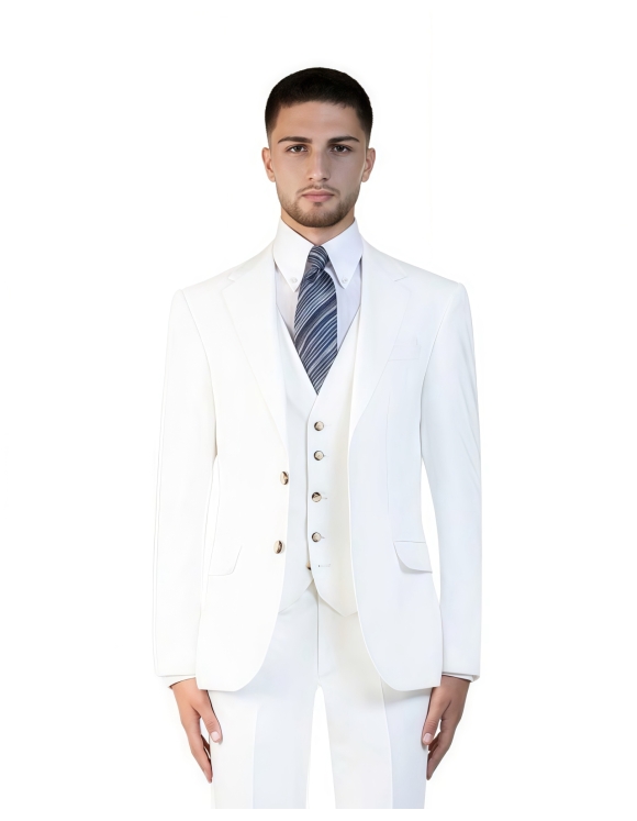White 3 Piece Wedding Suit Ho Chi Minh – Classic Groom Style