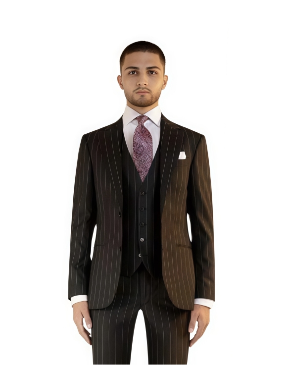 Brown Pinstripe 3 Piece Suit Ho Chi Minh – Vintage Groom Style