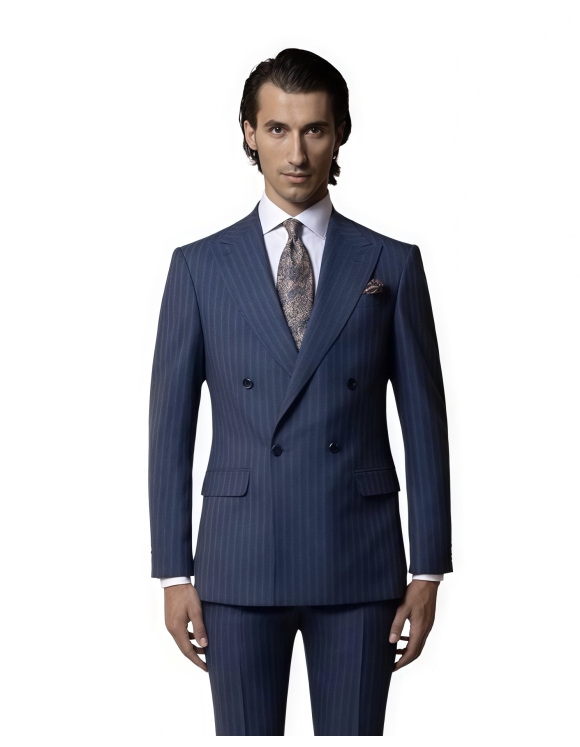 Blue Pinstripe Double Breasted Suit Ho Chi Minh – Business Wedding Style