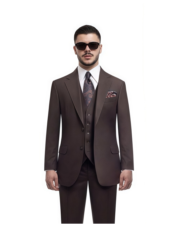 Brown 3 Piece Wedding Suit – Elegant Gentleman