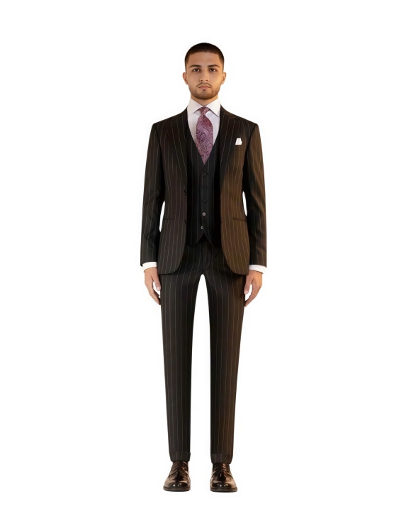 Brown Pinstripe 3 Piece Suit Ho Chi Minh – Vintage Groom Style
