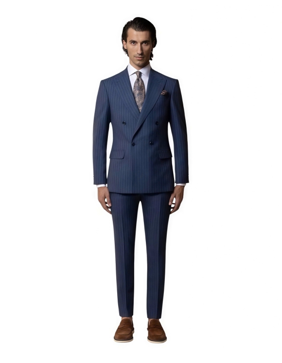 Blue Pinstripe Double Breasted Suit Ho Chi Minh – Business Wedding Style